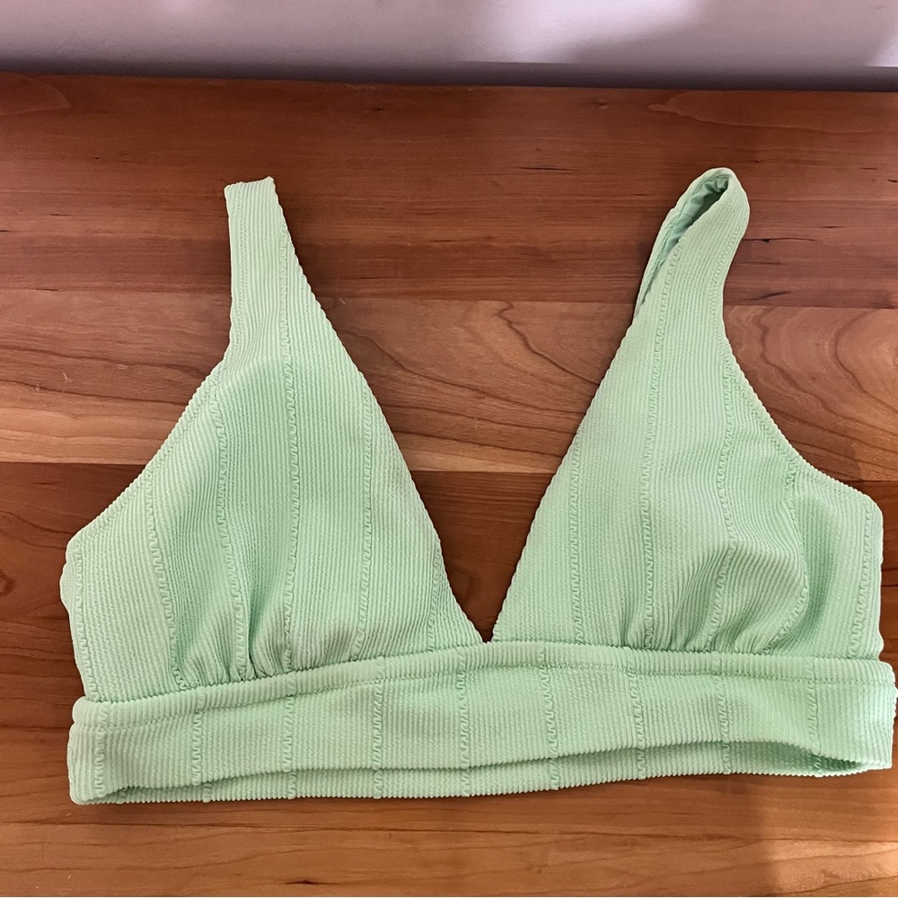 Women’s Aerie Ribbed Light Mint Green Bikini Top Summer Beach Resortwear Size XL